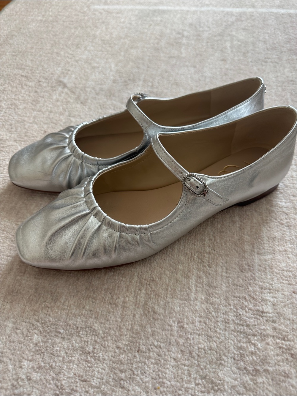 Sam Edelman Micah Metallic Silver Mary Jane Flat 9